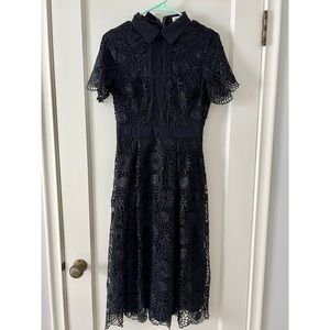 Hidden Alley (from Baltic Born) Black Lace Midi Dress